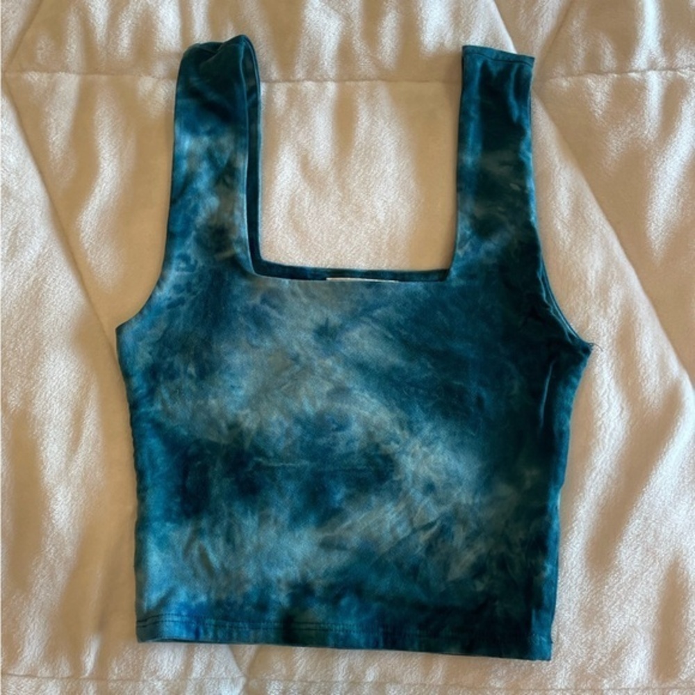 Fitz + Eddi Blue Tie Dye Square Neck Cropped Tank Top XS
